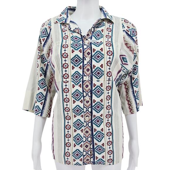 Canbrais 80's Striped Half Sleeve Button Up Shirt 18 - Picture 1 of 6